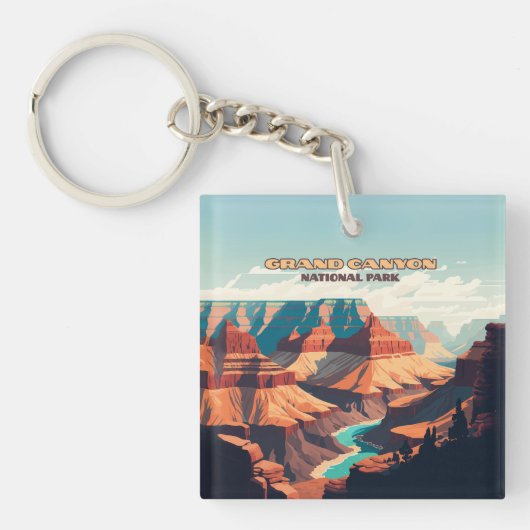 Nationaal park Arizona Retro Sleutelhanger (Voorkant)