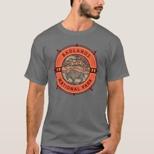 nationaal park Badlands Buffalo Retro Compass T-shirt