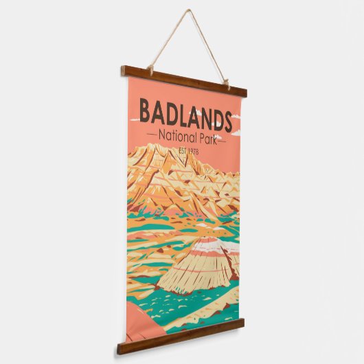 Nationaal Park Badlands  landschap Hangend Wandkleed (Gebogen)