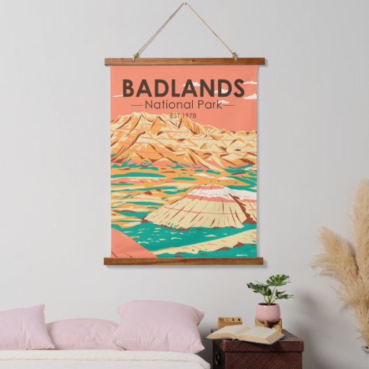 Nationaal Park Badlands  landschap Hangend Wandkleed (Slaapkamer)