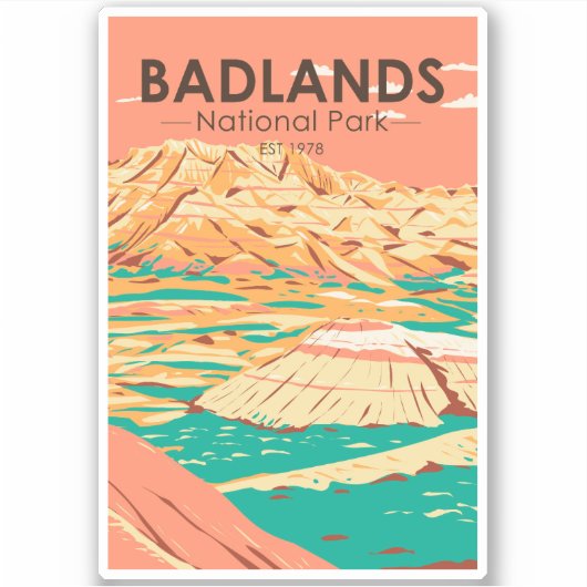 Nationaal Park Badlands  landschap Sticker (Voorkant)