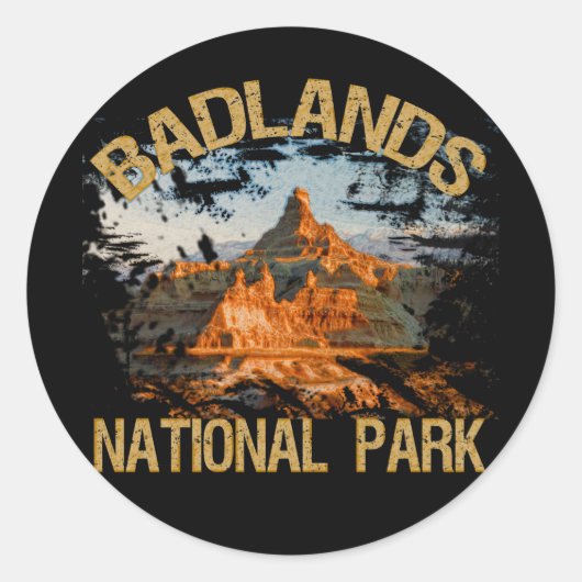 Nationaal Park Badlands Ronde Sticker (Voorkant)