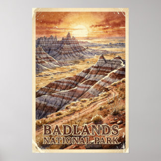 Nationaal park Badlands Vintage Reis Poster