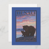 Nationaal Park beer en Cub - Denali, Alaska Briefkaart (Voorkant / Achterkant)