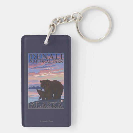 Nationaal Park beer en Cub - Denali, Alaska Sleutelhanger (achterkant)