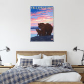 Nationaal park beer en Cub - Yellowstone Canvas Afdruk (Insitu (Slaapkamer))