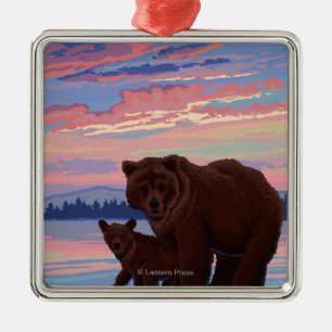 Nationaal park beer en Cub - Yellowstone Metalen Ornament