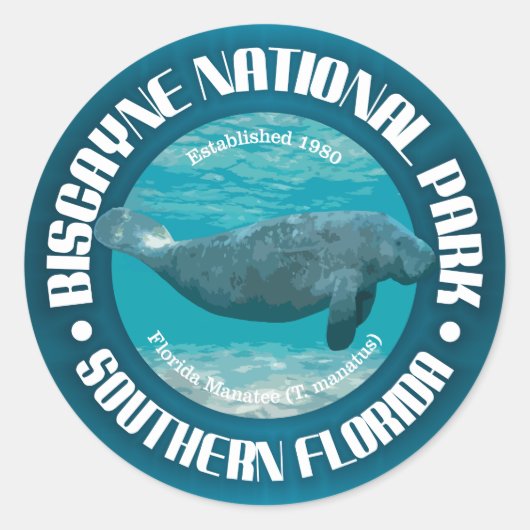 Nationaal Park Biscayne Ronde Sticker (Voorkant)