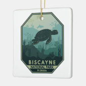 Nationaal park Biscayne Turtle Retro Emblem Keramisch Ornament (Links)
