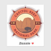 Nationaal Park Bison Retro Compass Sticker (Vel)