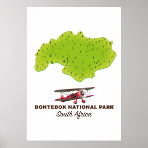 Nationaal park Bontebok - kaart Zuid-Afrika Poster
