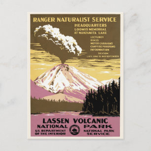 Nationaal Park Californische Vintage Lassen Volcan Briefkaart