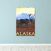 Nationaal Park Cariou Scene - Denali, Alaska Canvas Afdruk (Insitu (Houten vloer))
