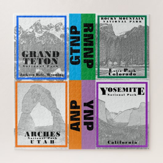 Nationaal Park Collage - RMNP - YNP - ANP - GTNP Legpuzzel (Verticaal)