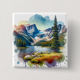 Nationaal Park Colorado Rocky Mountain Vierkante Button 5,1 Cm