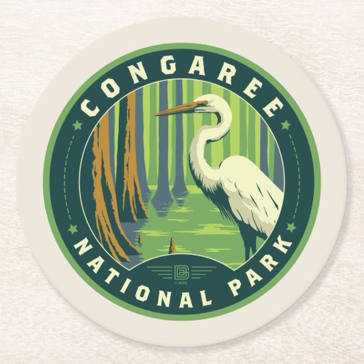 Nationaal park Congaree Ronde Kartonnen Onderzetter (Voorkant)