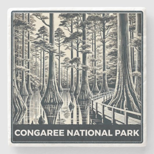 Nationaal park Congaree Stenen Onderzetter (Voorkant)