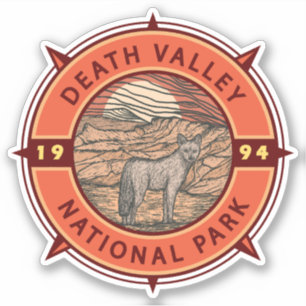 Nationaal park Coyote Retro Compass Death Valley Sticker