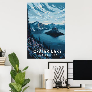 Nationaal park Crater Lake: een blauwe oase Poster