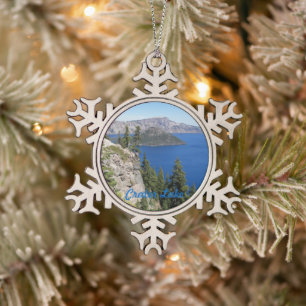 Nationaal park Crater Lake Landscape Tin Sneeuwvlok Ornament
