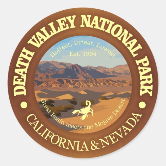Nationaal park Death Valley Ronde Sticker (Voorkant)