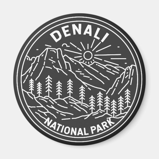 Nationaal park Denali Alaska Mount Hunter Monoline Magneet (Voorkant)
