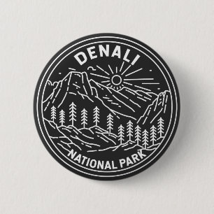 Nationaal park Denali Alaska Mount Hunter Monoline Ronde Button 5,7 Cm