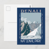 Nationaal park Denali Alaska Mount Huntington Retr Briefkaart (Voorkant / Achterkant)