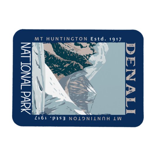 Nationaal park Denali Alaska Mount Huntington Retr Magneet (Horizontaal)