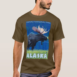 Nationaal park Denali Alaska Vintage Travel Moose T-shirt