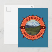 Nationaal park Denali Retro Compass Emblem Briefkaart (Voorkant / Achterkant)