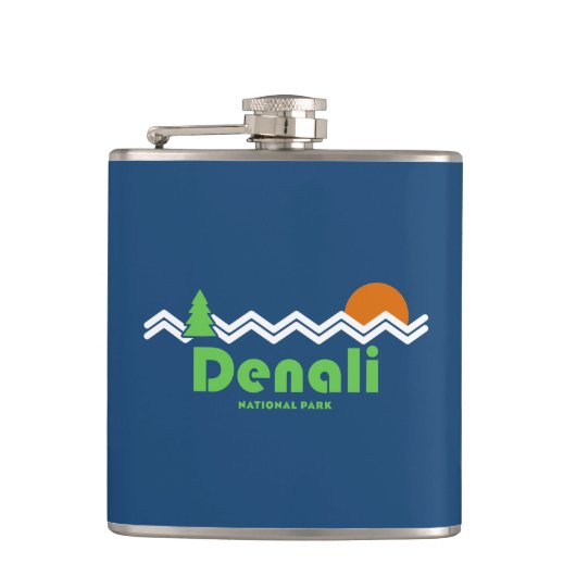 Nationaal park Denali Retro Heupfles (Voorkant)