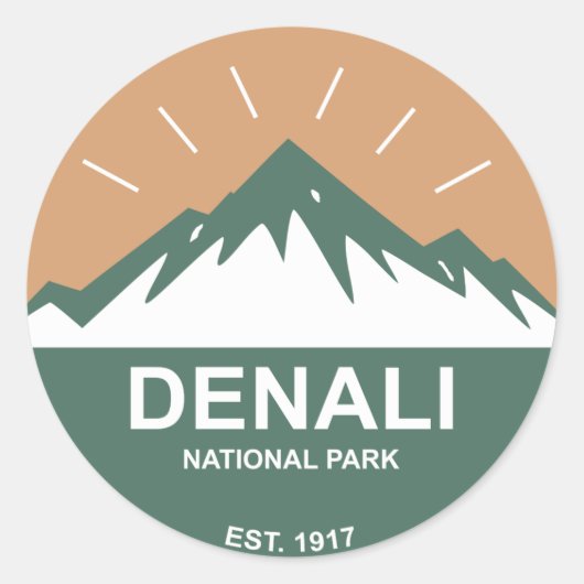 Nationaal park Denali Ronde Sticker (Voorkant)
