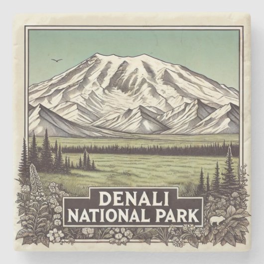 Nationaal park Denali Stenen Onderzetter (Voorkant)