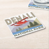 Nationaal park Denali Vierkante Kartonnen Onderzetter (Schuin)