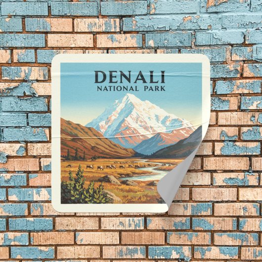 Nationaal Park Denali Vierkante Sticker