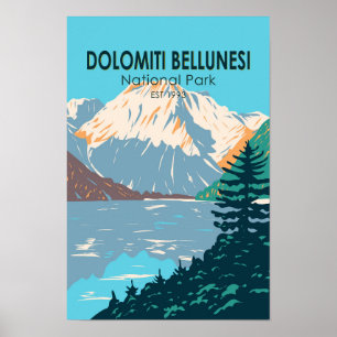 Nationaal Park Dolomiti Bellunesi Italië Retro Poster