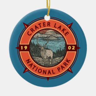 Nationaal park Elk Retro Compass Emblem Keramisch Ornament