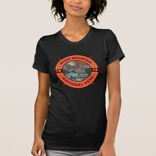 Nationaal park Elk Retro Compass T-shirt (Voorkant)