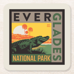 Nationaal park Everglades   Florida Vierkante Kartonnen Onderzetter