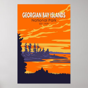 Nationaal park Georgian Bay Islands Canada vintage Poster