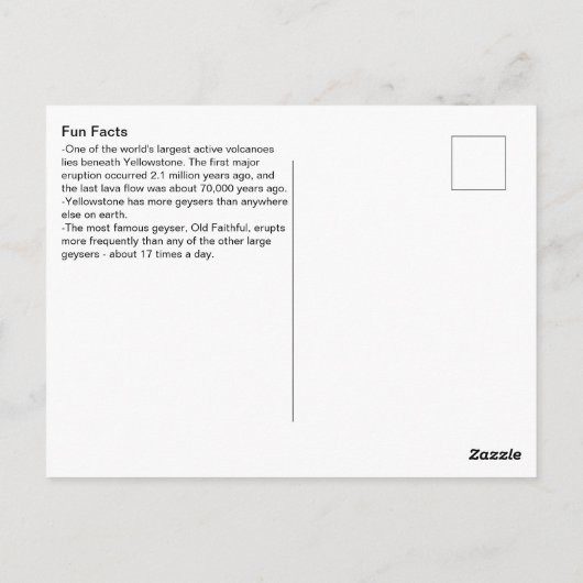 Nationaal park Geyser Fun Facts Yellowstone Briefkaart (Achterkant)