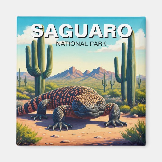 Nationaal park Gila Monster Saguaro Magneet (Voorkant)