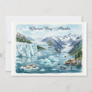 Nationaal park Glacier Bay Alaska Aquarel Kaart