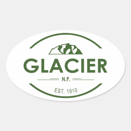 Nationaal park Glacier Ovale Sticker (Voorkant)