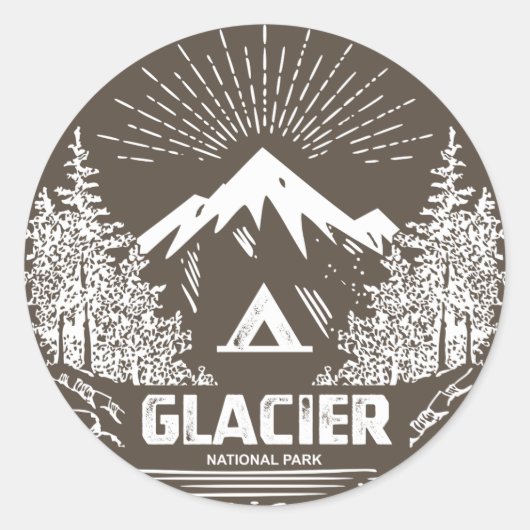 Nationaal park Glacier Ronde Sticker (Voorkant)