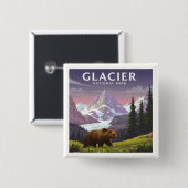 Nationaal Park Glacier Vierkante Button 5,1 Cm (Voorkant /achterkant)