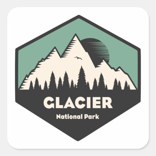Nationaal park Glacier Vierkante Sticker (Voorkant)