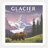 Nationaal Park Glacier Vierkante Sticker (Voorkant)