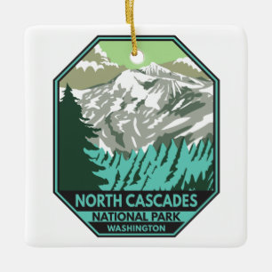 Nationaal park Goode Mountain Retro North Cascades Keramisch Ornament